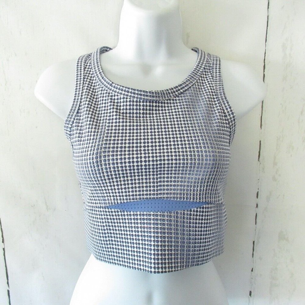 Sweaty Betty Blue & White Grid-Textured Crop Sports Bra